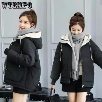 Хлопковая униформа, женская короткая зимняя модная корейская версия одежды для хлеба, студенческая хлопковая куртка, свободная утолщенная хлопковая куртка Tide XXL белый