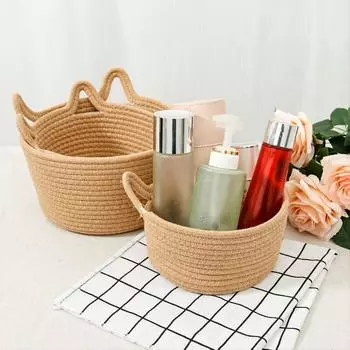 Хлопковая веревка плетеные корзины для хранения настольные всякие мелочи органайзеры коробки для домашнего хозяйства кухонный стол фрукты хлеб косметика контейнер