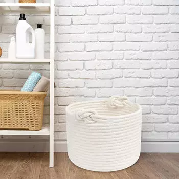 Хлопковая веревка плетеный органайзер для растений ящик складной портативный универсальный с ручками для гостиной Dark Gray 24x18cm