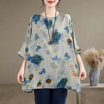 Хлопковая винтажная повседневная свободная длинная футболка большого размера с короткими рукавами, женская летняя футболка