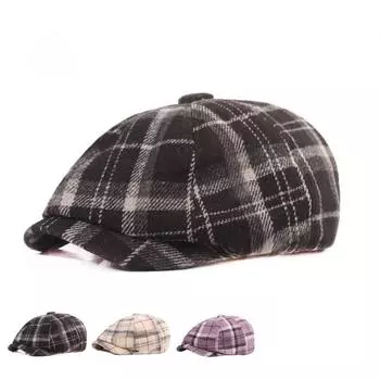 Хлопковая восьмиугольная шляпа Мужская берет Женская осенне-зимняя шляпа Европейская и американская шляпа Восьмиугольная шляпа для людей среднего и пожилого возраста M56-58cm бежевый