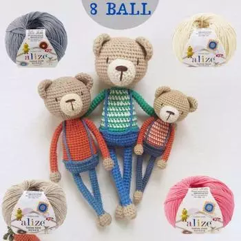 Хлопковая вязаная пряжа Amigurumi Hand- 8 Ball-Baby -Alize Cotton Gold Hobby New -Зима -Акрил -Жилет -свитер -украшение 165 метров(50гр) DIY