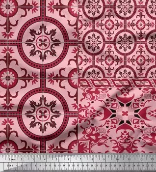 Хлопковая вуаль Soimoi, ткань с дамасским лоскутным принтом, 1 метр, 56 дюймов 42 Inch Wide - Cotton Voile глубоко персикового