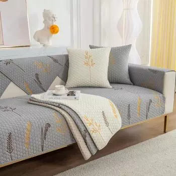 Хлопковая вышитая диванная подушка Four Seasons, универсальная хлопчатобумажная ткань, нескользящая ткань, простой современный чехол для дивана, чехол 70*70
