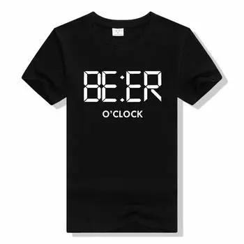 Хлопковая забавная футболка унисекс с надписью «BEER OCLOCK», летняя крутая забавная футболка унисекс, футболка унисекс с круглым вырезом, футболка унисекс, унисекс L