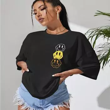 Хлопковая женская футболка Not Happy с принтом, необходимая летняя одежда, свободные мягкие удобные футболки, повседневный индивидуальный универсальный топ S серебряный