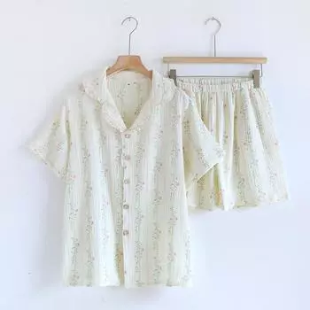 Хлопковая женская пижама весенний комплект для сна ночная одежда женская пижама XL