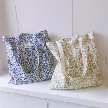 Хлопковая женская сумка на одно плечо с цветочным принтом, сумка для книг, большая вместительная ретро-женская модная холщовая сумка для девочек, сумки-шоппер