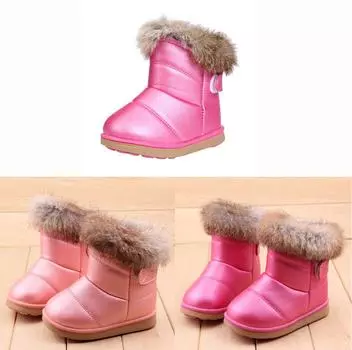 Хлопковая зимняя детская кожаная обувь для маленьких мальчиков и девочек, детские зимние сапоги Martin, детская обувь, ботинки для девочек 21 розовый