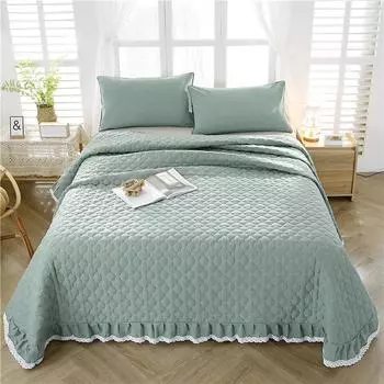 Хлопково-белая кровать, плед, кружевное покрывало на постельном белье, простое стеганое белье, однотонное покрывало на двуспальную кровать, нескользящее одеяло #/ 1pc 150x230cm