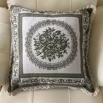 Хлопково-льняная грубая ткань, утолщенная подушка с пионами Army Green 45*45cm pillow case