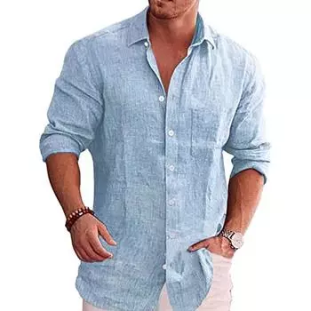 Хлопково-льняная осенняя мужская рубашка с длинным рукавом, однотонная повседневная мужская повседневная льняная рубашка больших размеров XXXXXL белый