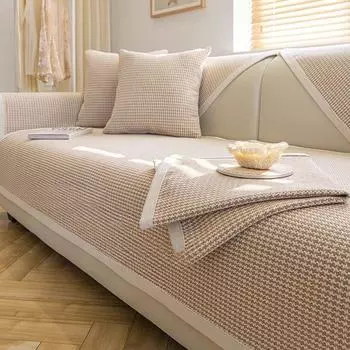 Хлопково-льняная подушка для дивана Four Seasons, универсальная японская льняная ткань, простой чехол для дивана, Нескользящий чехол для подушки, летнее полотенце 70*70cm