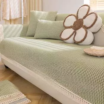 Хлопково-льняная подушка для дивана Four Seasons Универсальная нескользящая ткань Льняная грубая ткань Современный простой чехол Чехол на спинку Полотенце Подушка 70*70cm