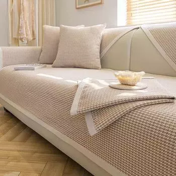 Хлопково-льняная подушка для дивана, универсальная льняная подушка для четырех сезонов, простой тканый чехол для дивана, нескользящий чехол для подушки, летнее полотенце 70*70cm