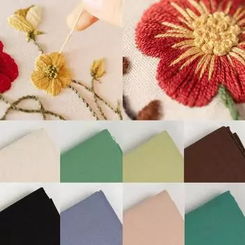 Хлопково-льняная ткань ручной работы, однотонная вышитая крестиком одежда, швейные принадлежности 18x18CM хаки