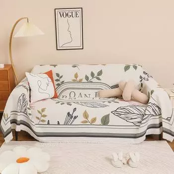 Хлопково-льняной чехол для дивана с принтом, полное покрытие, четырехсезонный универсальный чехол для дивана, анти-кошачье царапины, диванное полотенце, противоскользящее диванное полотенце 180x130