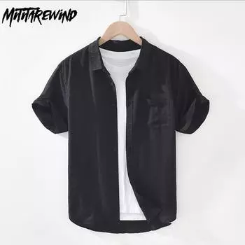 Летние рубашки из хлопка и льна для мужчин, повседневные, дышащие, повседневные, с коротким рукавом, квадратный воротник, однотонная базовая рубашка, универсальные мужские топы M белый