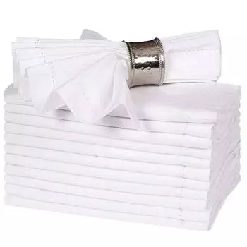 Хлопково-льняные салфетки с рваным краем, салфетка из ткани с вырезами, свадебная, для западного ресторана, для дома, салфетка [Трансграничная поставка]] White 20*20cm