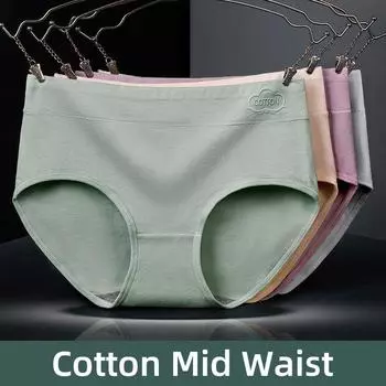Хлопковое антибактериальное женское нижнее белье со средней талией и графеном, большие удобные дышащие антибактериальные трусы на бедрах для женщин M
