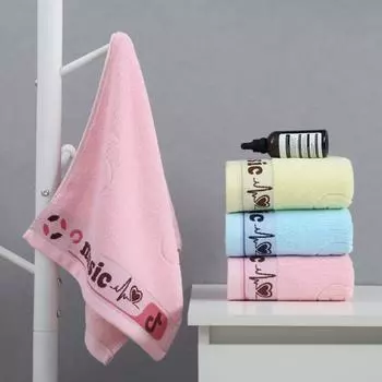 Хлопковое банное полотенце для лица, толстое мягкое хлопковое полотенце для лица, музыкальная буква розовый
