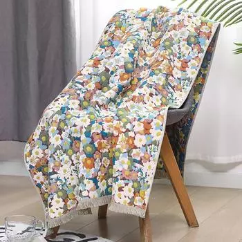 80x160 см банное полотенце с кисточками и пышными цветами, хлопковое марлевое полотенце, мягкое впитывающее, быстросохнущее, большое банное полотенце, двухстороннее полотенце для дома синий