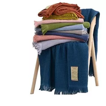 Хлопковое банное полотенце Вафельное утолщенное впитывающее хлопковое банное полотенце для взрослых 90*180cm охра