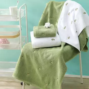 Хлопковое банное полотенце, впитывающее, быстросохнущее, четырехслойное, большое банное полотенце для взрослых, весенне-осенние модели, мягкое, не легко выпадение волос, большое полотенце с запахом 70 * 140cm зелёный