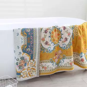 Хлопковое банное полотенце, впитывающее, быстросохнущее, четырехслойное, большое банное полотенце для взрослых, весенне-осенние модели, мягкое, не легко выпадение волос, большое полотенце с запахом 80 * 160cm