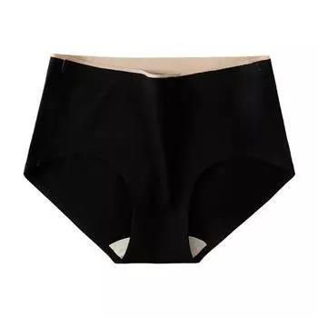 Хлопковое бесшовное нижнее белье со средней талией, цельное женское нижнее белье, антибактериальные треугольные брюки M чёрный