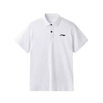 Хлопковое дышащее поло с логотипом Li Ning, однотонное, в стиле колледжа, спортивное, повседневное, с коротким рукавом, унисекс, LSKS110-2 M