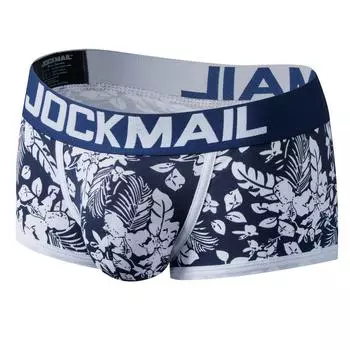 Хлопковое дышащее спортивное мужское нижнее белье Boxer Jockmail со звездным принтом и низкой посадкой M темно-синий