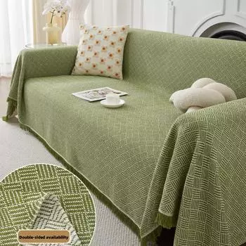 Хлопковое и льняное покрывало для дивана, двухсторонний чехол для дивана, домашнее полотенце для дивана, защитный чехол для подушки, 1, 2, 3, 4-местный 180x130cm 1pcs грязно-белый