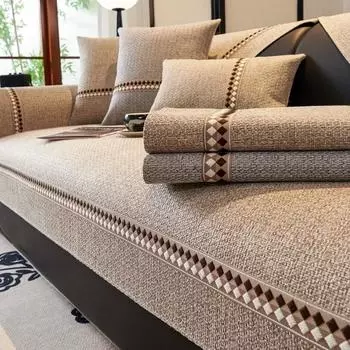 Хлопковое и льняное полотенце для дивана, однотонный коврик для дивана, универсальная подушка для дивана Four Seasons для гостиной, противоскользящая подушка для дивана, роскошь A 70x70