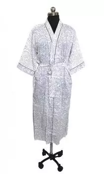 Хлопковое кимоно, халат, бикини, накидка, платье ручной работы, женская одежда, ночная рубашка, платье One Size разноцветный