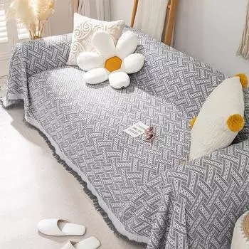 Хлопковое льняное полотенце для дивана, одеяло, однотонное нескользящее полотенце для дивана, мебель для гостиной, декор, гобелен, полотенце для дивана с защитой от царапин от кошек 90x90cm 1pcs