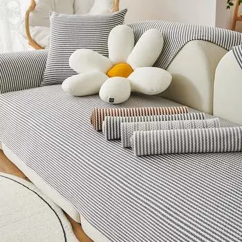 Хлопковое лен, хлопчатобумажная нить, песчаная прямая полоса, всесезонная универсальная грубая ткань, подлокотник, полотенце на спинку, диванная подушка, полный универсальный комплект 70*70cm