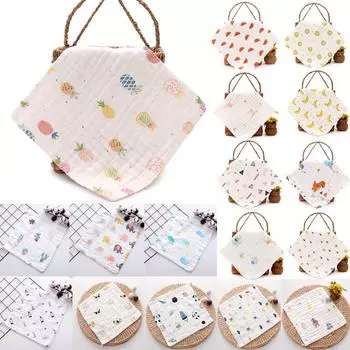 Хлопковое мягкое полотенце с мультяшным принтом для новорожденных, носовой платок для лица, полотенце One Size