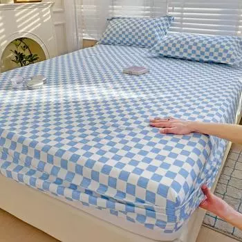 Хлопковое мягкое постельное белье, простыня, наматрасник, утолщенное стеганое покрывало, эластичные простыни, простыня, наматрасник, нескользящая простыня, пылезащитный чехол 120*200cm