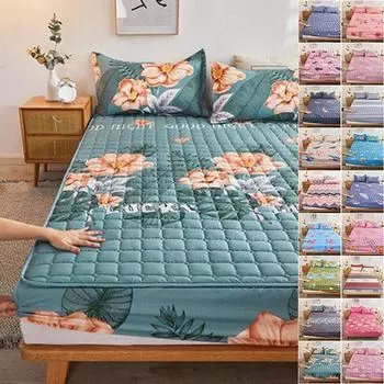 Хлопковое мягкое постельное белье, простыня, наматрасник, утолщенное стеганое покрывало, эластичные простыни, простыня, наматрасник, нескользящая простыня, пылезащитный чехол 90*200cm
