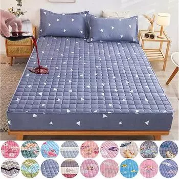 Хлопковое мягкое постельное белье, простыня, наматрасник, утолщенное стеганое покрывало, эластичные простыни, простыня, наматрасник, нескользящая простыня, пылезащитный чехол 90*200cm