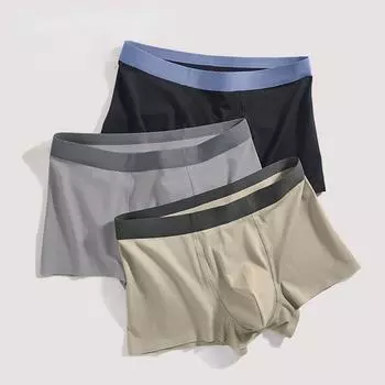 Хлопковое мужское нижнее белье из чистого хлопка, бесшовные трусы с плоскими углами, нижнее белье из модала, длинные штапельные хлопковые антибактериальные трусы, мужские L