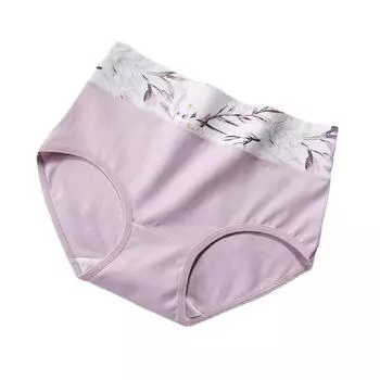 Хлопковое нижнее белье большого размера с высокой талией и принтом, бесшовное и дышащее треугольное нижнее белье для девочек