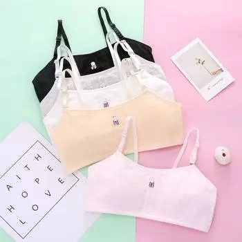 Хлопковое нижнее белье для девочек, бюстгальтер, детское нижнее белье, нижнее белье, тренировочный бюстгальтер для подростков белый