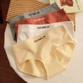 Хлопковое нижнее белье для студенток, большие размеры, хлопковые трусы со средней талией, дышащие женские треугольные трусики M серый