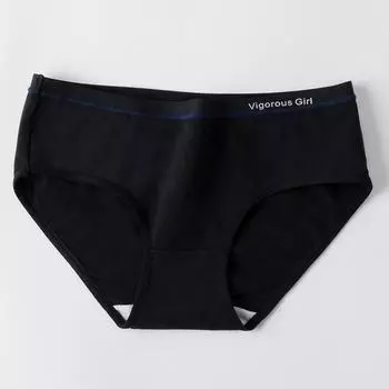 Хлопковое нижнее белье для женщин, летнее бесшовное нижнее белье с заниженной талией, антибактериальные дышащие трусы большого размера для девочек, стильные трусы M чёрный