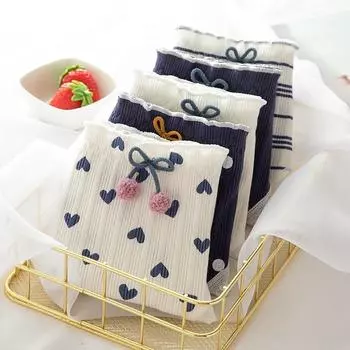 Хлопковое нижнее белье для женщин, милые трусы для девочек, трусы со средней талией в горошек, кружевные модные трусики с бантом, женское нижнее белье L