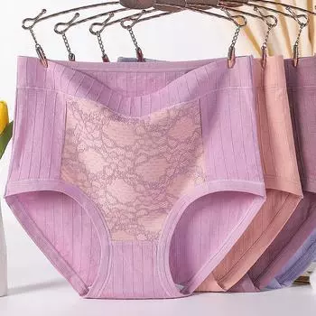 Хлопковое нижнее белье для женщин с высокой талией, дышащие трусы для живота и бедер XL розовый