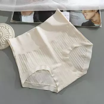 Хлопковое нижнее белье для женщин с высокой талией, утягивающие рукава, высокие трусы, удобные треугольные трусики с поясом M