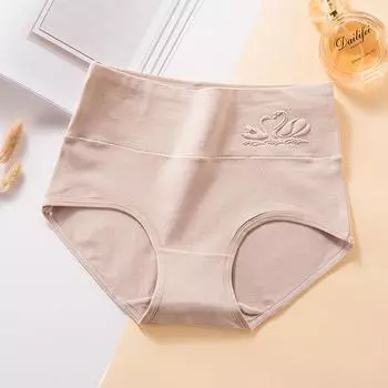 Хлопковое нижнее белье с высокой талией для женщин, нижнее белье с принтом, подтягивающее живот для женщин, антибактериальные брюки без следов, большие треугольные брюки для женщин M